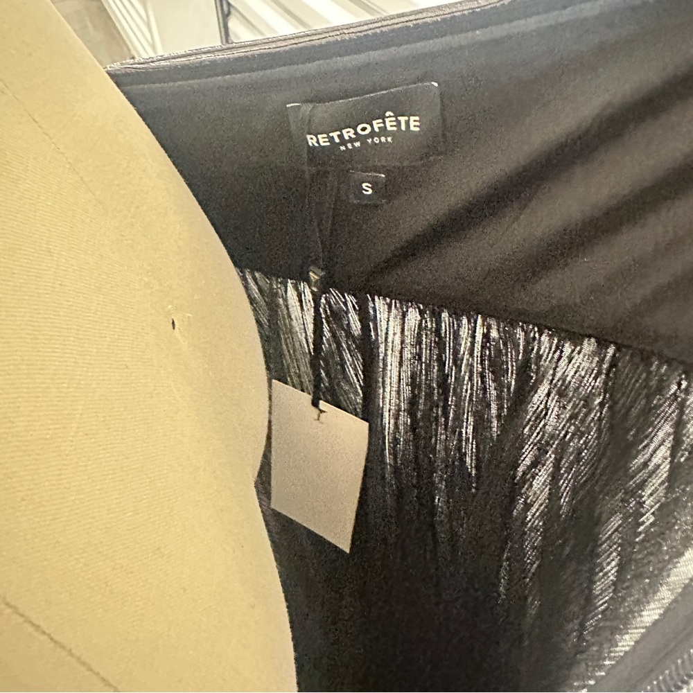 NWT Retrofête Zoa Dress Gunmetal Maxi Strapless Small Metallic - Picture 4 of 4